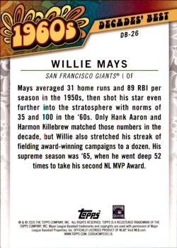 2020 Topps - Decades' Best (Series Two) #DB-26 Willie Mays Back