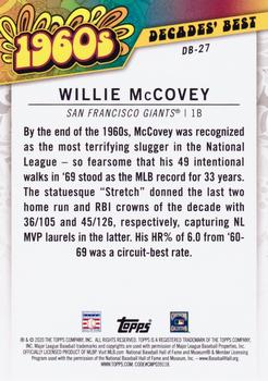 2020 Topps - Decades' Best (Series Two) #DB-27 Willie McCovey Back