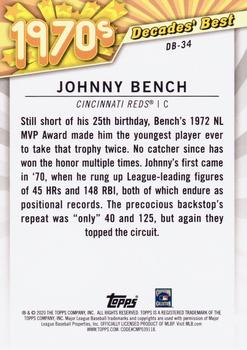 2020 Topps - Decades' Best (Series Two) #DB-34 Johnny Bench Back