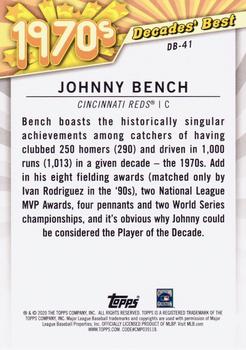 2020 Topps - Decades' Best (Series Two) #DB-41 Johnny Bench Back