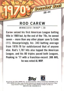 2020 Topps - Decades' Best (Series Two) #DB-44 Rod Carew Back
