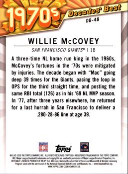 2020 Topps - Decades' Best (Series Two) #DB-48 Willie McCovey Back