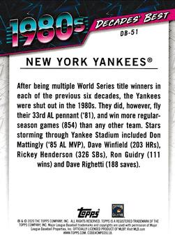 2020 Topps - Decades' Best (Series Two) #DB-51 New York Yankees Back
