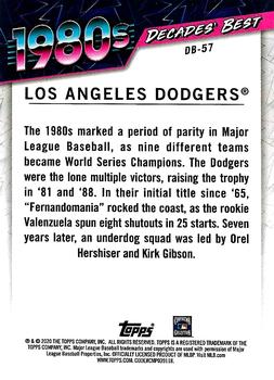 2020 Topps - Decades' Best (Series Two) #DB-57 Los Angeles Dodgers Back