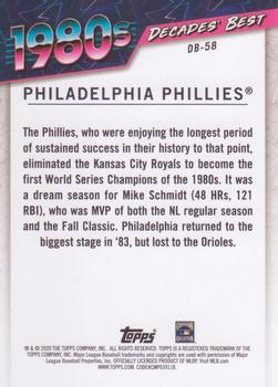 2020 Topps - Decades' Best (Series Two) #DB-58 Philadelphia Phillies Back