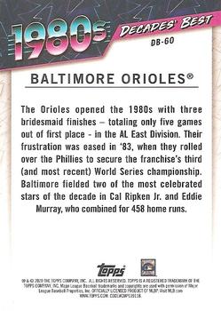 2020 Topps - Decades' Best (Series Two) #DB-60 Baltimore Orioles Back