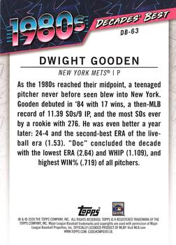 2020 Topps - Decades' Best (Series Two) #DB-63 Dwight Gooden Back