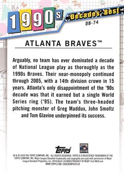 2020 Topps - Decades' Best (Series Two) #DB-74 Atlanta Braves Back