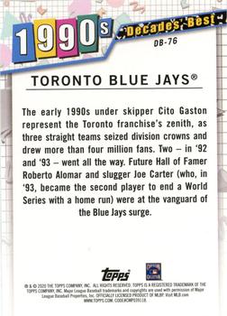 2020 Topps - Decades' Best (Series Two) #DB-76 Toronto Blue Jays Back