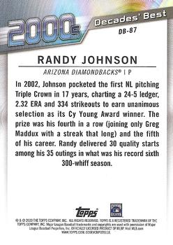 2020 Topps - Decades' Best (Series Two) #DB-87 Randy Johnson Back