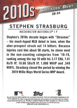 2020 Topps - Decades' Best (Series Two) #DB-94 Stephen Strasburg Back