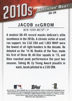2020 Topps - Decades' Best (Series Two) #DB-98 Jacob deGrom Back