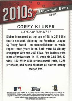2020 Topps - Decades' Best (Series Two) #DB-99 Corey Kluber Back