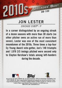 2020 Topps - Decades' Best (Series Two) #DB-100 Jon Lester Back