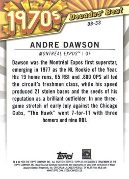 2020 Topps - Decades' Best Blue (Series Two) #DB-33 Andre Dawson Back
