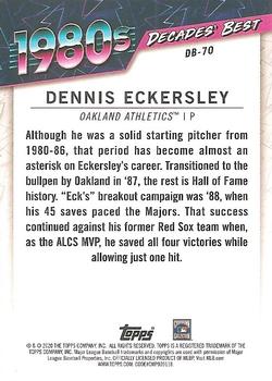 2020 Topps - Decades' Best Blue (Series Two) #DB-70 Dennis Eckersley Back