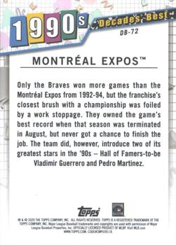 2020 Topps - Decades' Best Blue (Series Two) #DB-72 Montreal Expos Back
