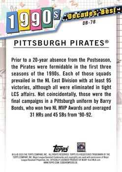 2020 Topps - Decades' Best Blue (Series Two) #DB-78 Pittsburgh Pirates Back