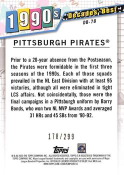 2020 Topps - Decades' Best Black (Series Two) #DB-78 Pittsburgh Pirates Back