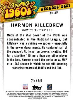 2020 Topps - Decades' Best Gold (Series Two) #DB-25 Harmon Killebrew Back