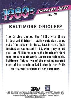 2020 Topps - Decades' Best Chrome (Series Two) #DBC-60 Baltimore Orioles Back