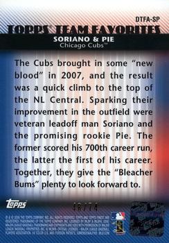 2008 Finest - Topps Team Favorites Dual Autographs #DTFA-SP Alfonso Soriano / Felix Pie Back