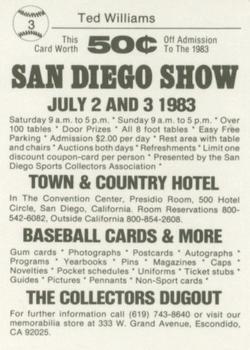 1983 Baseball Card News - 1983 San Diego Card Show Promos #3 Ted Williams Back