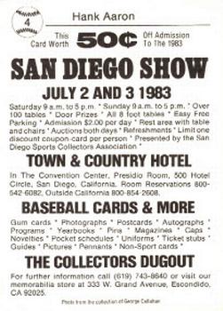 1983 Baseball Card News - 1983 San Diego Card Show Promos #4 Hank Aaron Back
