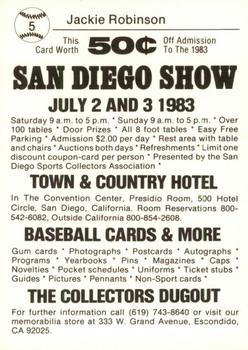 1983 Baseball Card News - 1983 San Diego Card Show Promos #5 Jackie Robinson Back