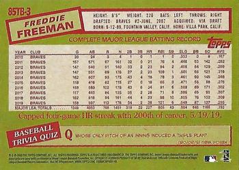 2020 Topps - 1985 Topps Baseball 35th Anniversary (Series Two) #85TB-3 Freddie Freeman Back