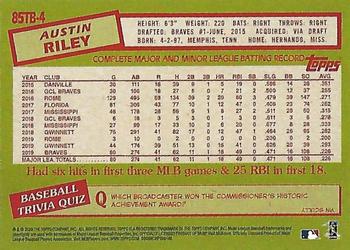 2020 Topps - 1985 Topps Baseball 35th Anniversary (Series Two) #85TB-4 Austin Riley Back