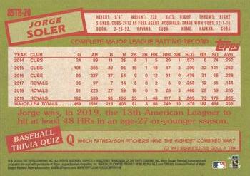 2020 Topps - 1985 Topps Baseball 35th Anniversary (Series Two) #85TB-20 Jorge Soler Back