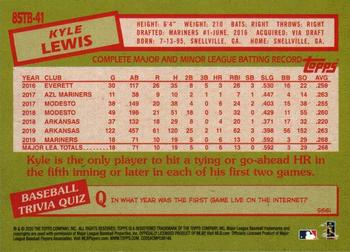 2020 Topps - 1985 Topps Baseball 35th Anniversary (Series Two) #85TB-41 Kyle Lewis Back