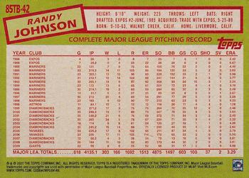 2020 Topps - 1985 Topps Baseball 35th Anniversary (Series Two) #85TB-42 Randy Johnson Back