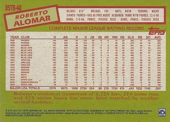 2020 Topps - 1985 Topps Baseball 35th Anniversary (Series Two) #85TB-48 Roberto Alomar Back
