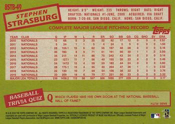 2020 Topps - 1985 Topps Baseball 35th Anniversary (Series Two) #85TB-49 Stephen Strasburg Back