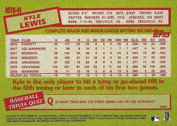 2020 Topps - 1985 Topps Baseball 35th Anniversary Blue (Series Two) #85TB-41 Kyle Lewis Back