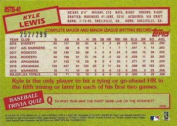 2020 Topps - 1985 Topps Baseball 35th Anniversary Black (Series Two) #85TB-41 Kyle Lewis Back