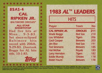 2020 Topps - 1985 Topps Baseball 35th Anniversary All-Stars #85AS-4 Cal Ripken Jr. Back