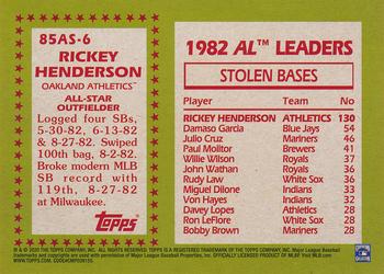 2020 Topps - 1985 Topps Baseball 35th Anniversary All-Stars #85AS-6 Rickey Henderson Back