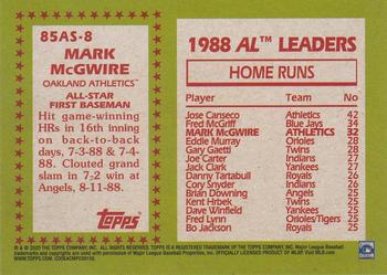 2020 Topps - 1985 Topps Baseball 35th Anniversary All-Stars #85AS-8 Mark McGwire Back