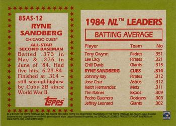 2020 Topps - 1985 Topps Baseball 35th Anniversary All-Stars #85AS-12 Ryne Sandberg Back