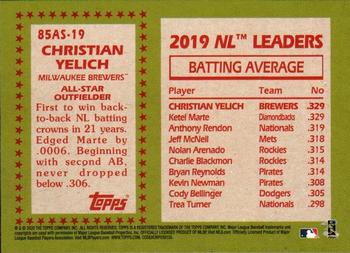 2020 Topps - 1985 Topps Baseball 35th Anniversary All-Stars #85AS-19 Christian Yelich Back