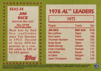 2020 Topps - 1985 Topps Baseball 35th Anniversary All-Stars #85AS-34 Jim Rice Back