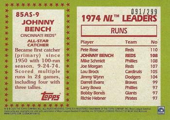 2020 Topps - 1985 Topps Baseball 35th Anniversary All-Stars Black #85AS-9 Johnny Bench Back