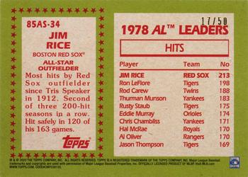 2020 Topps - 1985 Topps Baseball 35th Anniversary All-Stars Gold #85AS-34 Jim Rice Back