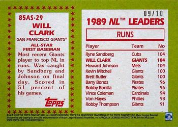 2020 Topps - 1985 Topps Baseball 35th Anniversary All-Stars Red #85AS-29 Will Clark Back