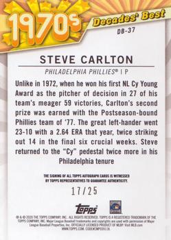 2020 Topps - Decades' Best Autographs (Series Two) #DB-37 Steve Carlton Back