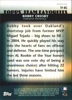 2008 Finest - Topps Team Favorites Refractors #TF-BC Bobby Crosby Back