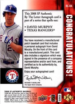 2008 SP Authentic - By The Letter Signatures #BL-DA David Murphy Back